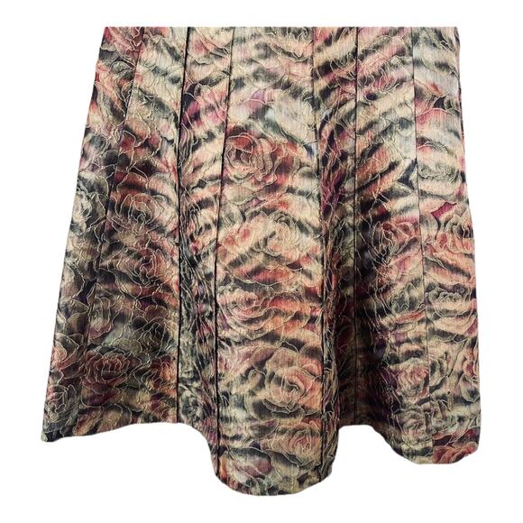 Kay Unger Chevron Animal Floral Print Boat Neck Sleeveless A-Line Cocktail Dress - Picture 3 of 7